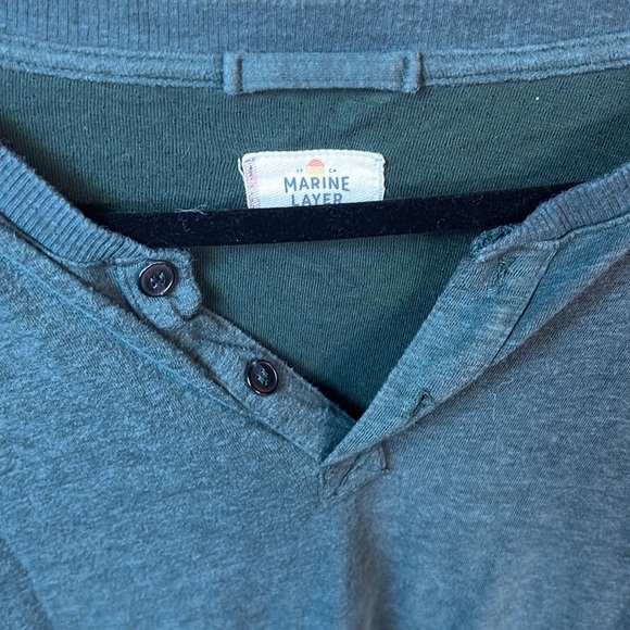 Marine Layer Men’s Long Sleeve Henley Shirt Double knit Forest Green M/L‎ button - Picture 7 of 8